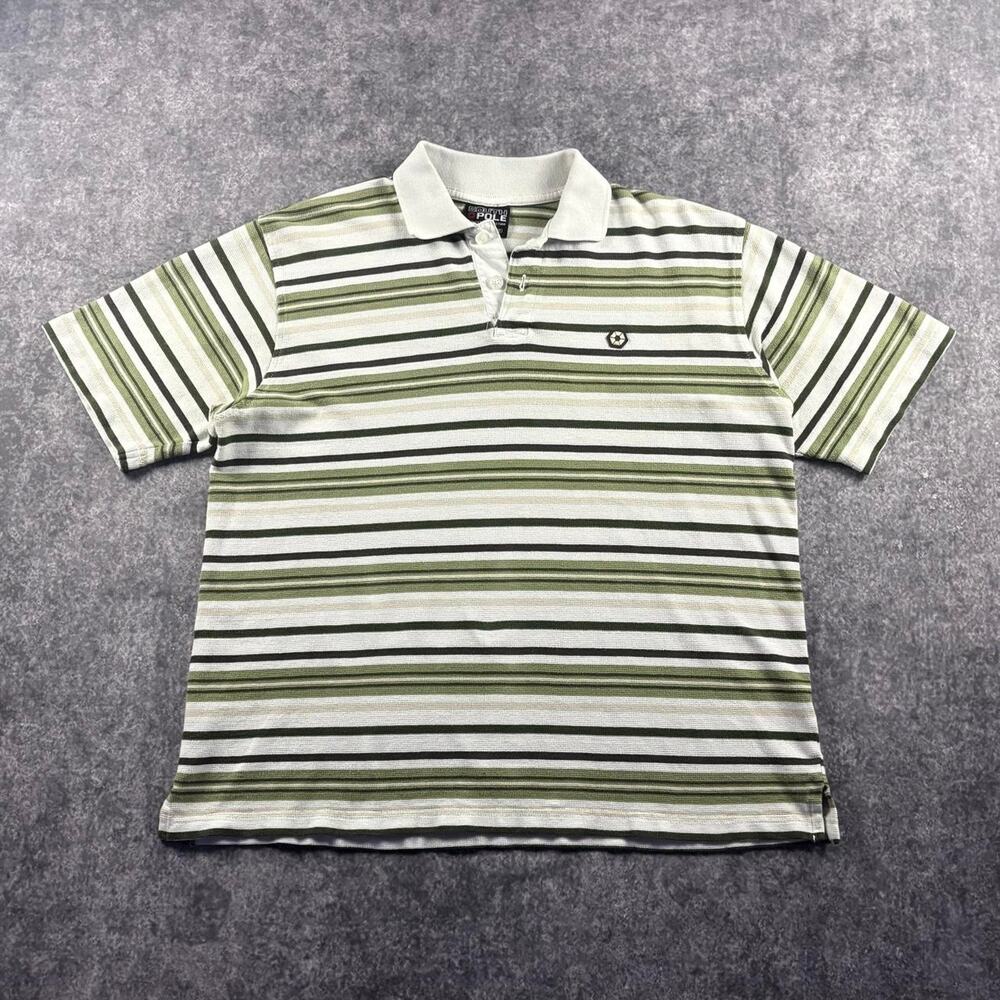Southpole Y2K Polo Youth XL 20 Fits Mens S/M Green Striped Hip Hop Streetwear